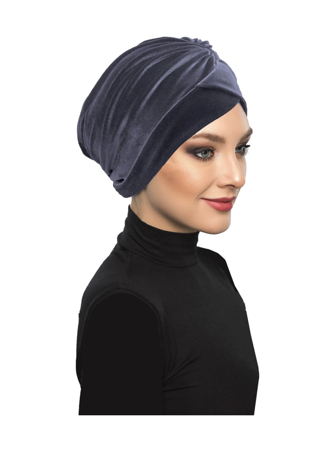 Kadife Kardelen Astarlı Füme Hazır Türban Tesettür Bone Füme