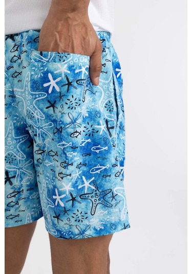 Defacto Regular Fit Desenli File Astarlı Kısa Boy Deniz Şortu B7631AX24HSTR111