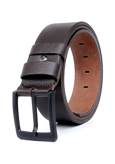 2'li Kahverengi - Kahverengi Manda Derisi Erkek Kot Kemeri 4,5 Cm Kahverengi Kahverengi