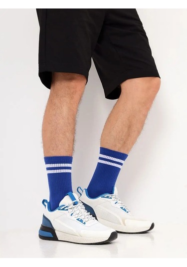 Novomoskovskij Trikotaz Erkek Çorapları Seti 3 Çift, Yüksek, Düz Renkli, Spor 24811149 Açık Mavi