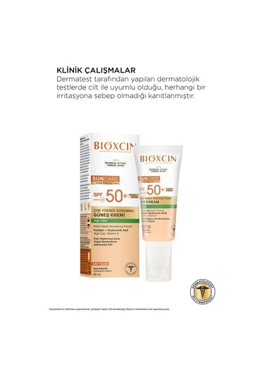 Bioxcin Sun Care Spf 50 Çok Yüksek Korumalı Renkli Güneş Kremi 50 ml Karma Ve Yağlı Cilt Tinted