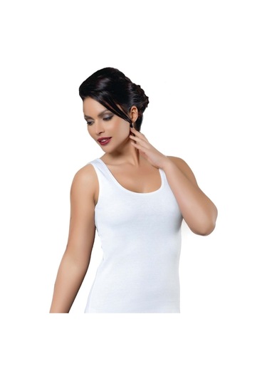 Kadın Likralı Kalın Askılı Atlet 3'lü Paket 997 Beyaz