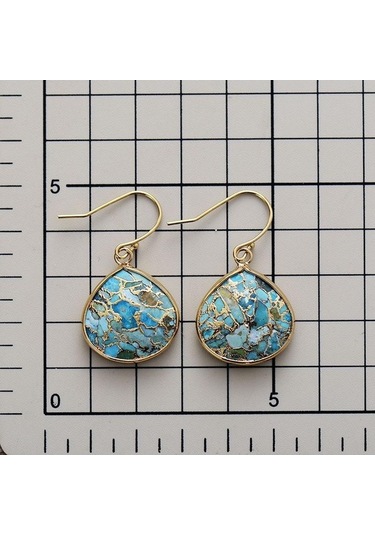 Novahub Altın Blıngbay Bohem Etnik Kolye Küpe, Doğal Mavi Kristal Damla Şekli, High-end Retro Takı, Çok Renkli Kadın Moda Takı Çok Renkli