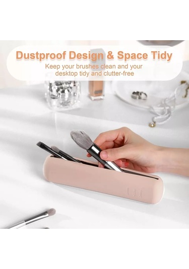 Moveevo 2 Paket Seyahat Makyaj Fırçası Tutucu, Silikon Trend Ve Taşınabilir Kozmetik Yüz Fırçaları Tutucu, Seyahat İçin Yumuşak