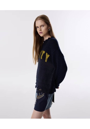 Twist Eskitme Efektli Lacivert Kadın Kazak Tw6250050265 Lacivert