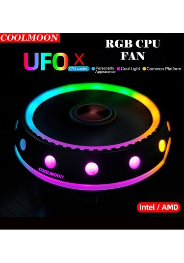Coolmoon Ufo Cpu İşlemci Fanı Rgb Intel/Amd Tam Uyumluluk