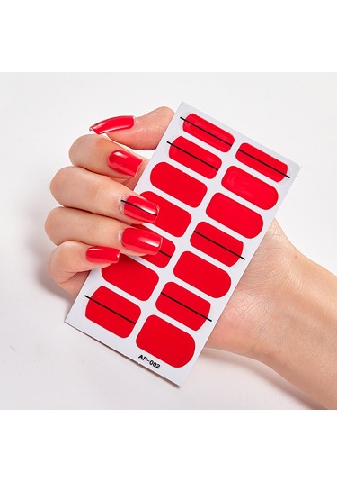 Qingmipy 14 Adet Kırmızı Jel Tırnak Sticker Seti - Uv/led Lambayla Sabitlenir - 2 Hafta Dayanıklı - Tırnak Fırçası Ve Palet İçerir