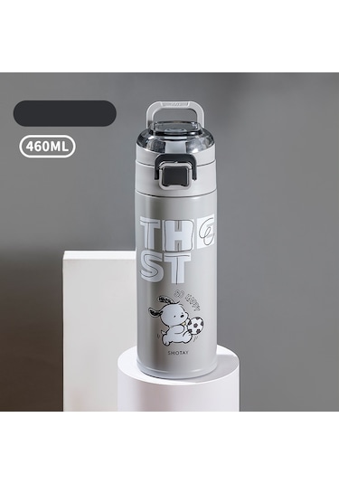 Tuomeng Paslanmaz Çelik Termos Bardak, Güzel Görünümlü Öğrenci Su Bardağı, Basit, Taşınabilir, Açılır Kapaklı, Kullanışlı Bardak, 460ml, Gri