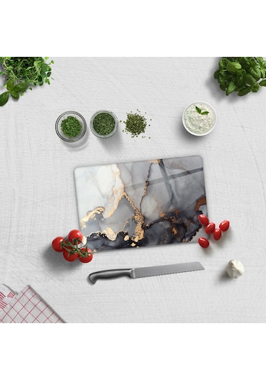 Decorita Cam Kesme Tahtası | Stark Mermer Görünümlü | 20cm x 30cm