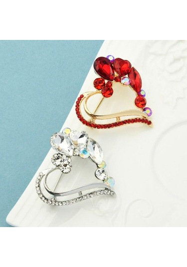 Altın Blucome Güzellik 2 Renkli Kalp Kadınlar Için Tasarımcı Rhinestone Aşk Kalp Broş Parti Ofis Broş Pin Hediyeler Altın