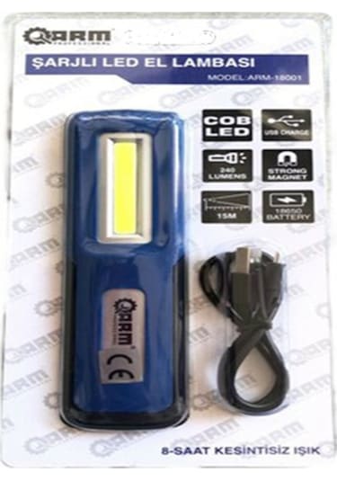 Arm Şarjlı Mıknatıslı Led Fener-Lamba Powerbank 240 Lumen N11.12378 Mavi