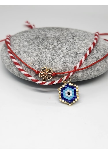Harmel Jewelry Miyuki Marteniçka Bileklik Kırmızı - Beyaz