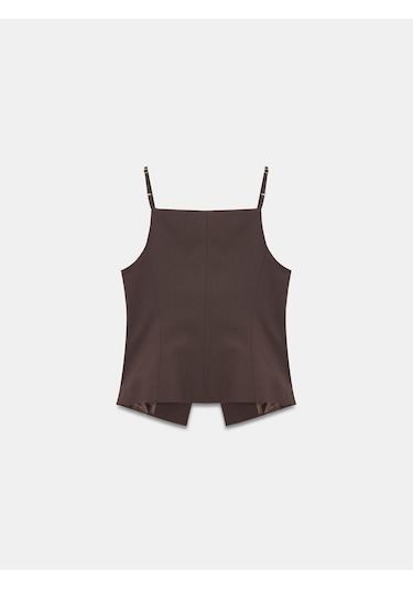 Dilvin 60605 Askılı Asimetrik Kesim Yelek-kahve Kahve