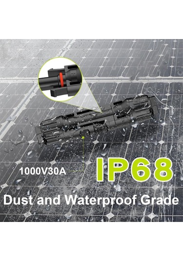 Xurunkeji 10 Çift Güneş Konnektörü, 20 Adet Güneş Paneli Kablo Konnektörü Adaptörü Erkek/dişi Ip68 1000v 30a 2 Anahtar 10awg