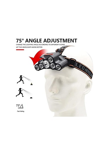 Farlar Led-1 X Far 1 X Usb Şarj Kablosu-siyah Ve Turuncu Siyah