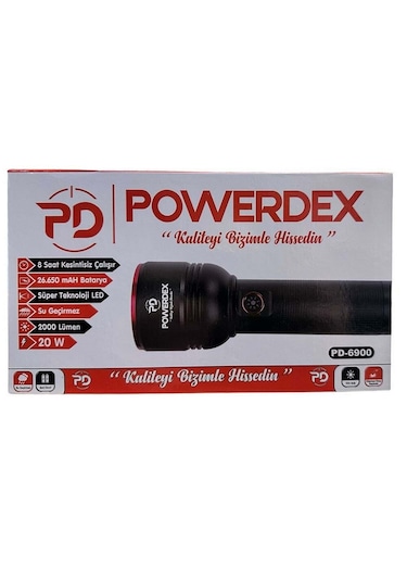 Powerdex Pd-6900 20w Zoomlu Profesyonel El Feneri Siyah