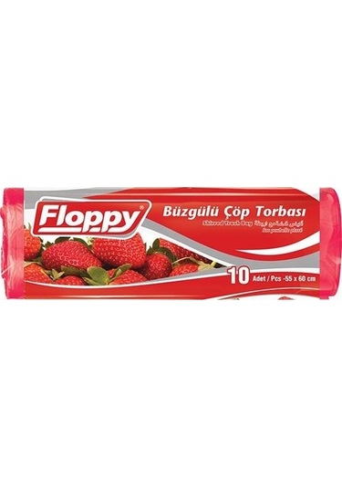 Floppy Çilek Kokulu Büzgülü Çöp Torbası 55 x 60 CM 10 Adet