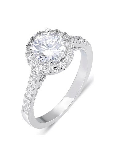 İpek Silver Baget Taşlı Kadın Yüzüğü 925 Ayar Gümüş Yuvarlak