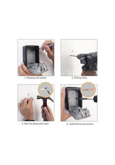 Ximistore9 Tam Metal Gri Duvar Tipi Anahtar Sandığı, Dijital Şifre Korumalı, İç/diş Mekanlar, Garaj, Bahçe, Mağaza Uygun - 903 Model