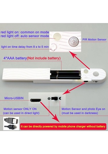 Maoyaya Su Geçirmez Mutfak Led Şerit, 1m Pil Kutusu, Sıcak Beyaz Işık Beyaz