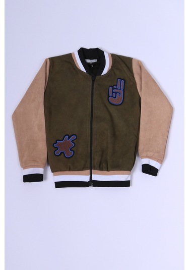 Erkek Çocuk Kolej Ceket Fermuarlı Cepli Baskılı C27 Yeşil