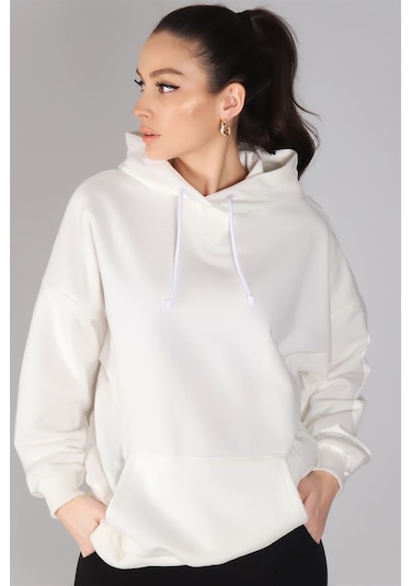 Sweetness Kadın Beyaz Kapüşonlu Sweatshirt Beyaz
