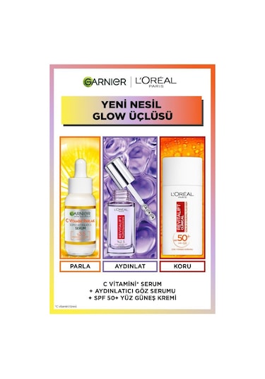 C Vitamini Parlak Serum + Revitalift Filler Göz Serumu + Clinical Spf50 Yüz Güneş Kremi pktgrnglowtrpset-10744