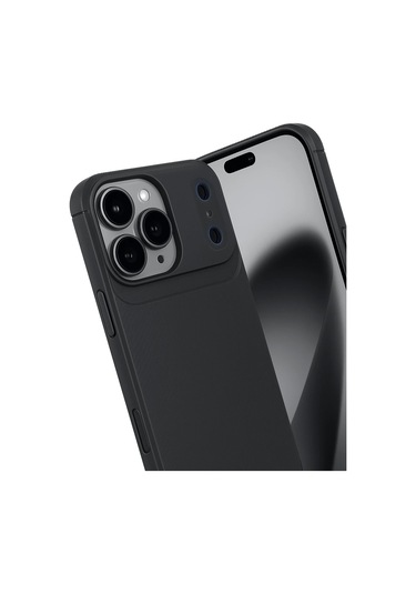 İphone Uyumlu 17 Pro Max Kılıf Focus Carbon Silikon Kapak Siyah