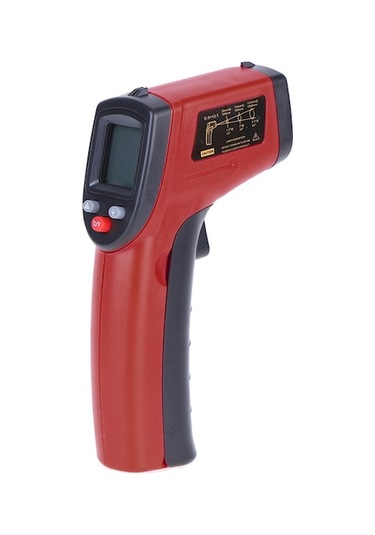 Endüstriyel Enstrüman: Kızıl Renkli Düşük Pil Göstergeli, Dokunmadan -50 C/+380 C Aralığında Sıcaklık Ölçer Pil Yok