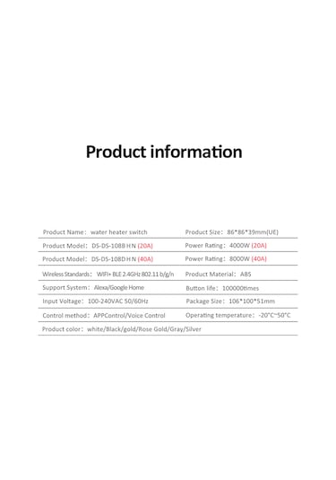 Suofeng Akıllı Su Isıtıcı Anahtarı: Wifi Ve Ble Çift Mod, Ses Kontrolü, Google Home Uyumlu, Zamanlayıcılı Panel Anahtarı