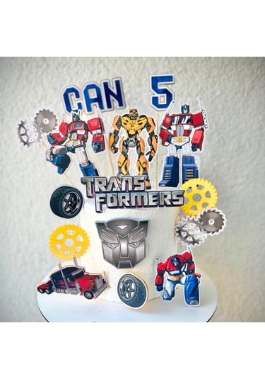 Transformers Temalı Erkek Çocuk Doğum Günü İsme Özel 3d Pasta Parti Süsü Seti Cake Topper Çocuk