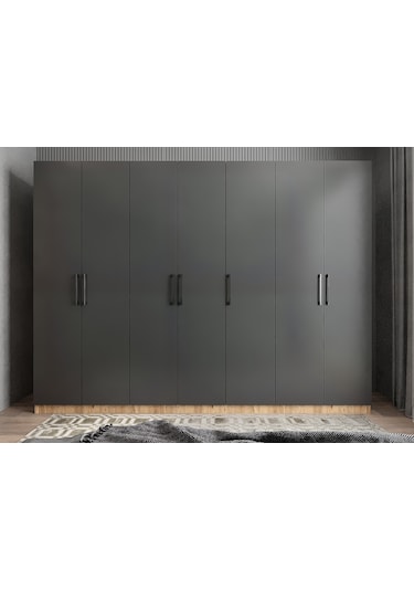 Melisa 7 Kapaklı Dolap Gardırop Çam Füme - Ücretsiz Kurulum