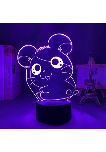 Szypzstore Trotting Hamtaro Anime 3d Gece Lambası Erkek Için 16 Renk Kız Odası Dekoru Illusion Led Lamba Usb Manga Trotting Hamtaro Figürü Uygun Çocuklar Hayranlar Yılbaşı Hediyeleri 3d4kpm Renkli