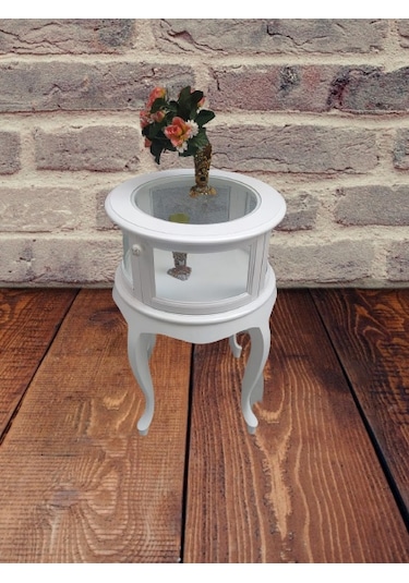 Bengimobilya Gümüşlük Yuvarlak Model Leylek Bacak Parlak Beyaz Kayın Lükens As