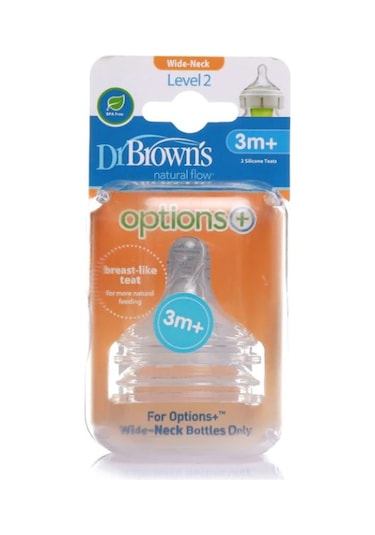 Dr. Brown's Options+ 2.Evre Geniş Ağız Silikon Biberon Emziği