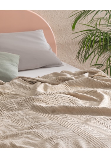 Madame Coco Lucille Tek Kişilik Yatak Örtüsü 8684427016701 Ekru