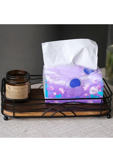 Homyl Kağıt Havlu Tutucu Masaüstü Depolama Rafı Mücevher Kahverengi