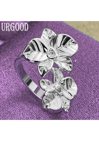 925 Ayar Gümüş Moda Çiçek Yüzük Güzel Hediye Takı 8