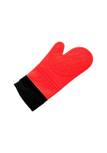 Leezsing Kırmızı Silikon-pamuk Fırın Eldiveni - 300 C Isı Dayanıklı, Kaymazsız, Ev Fırını Ve Mangal İçin Kırmızı