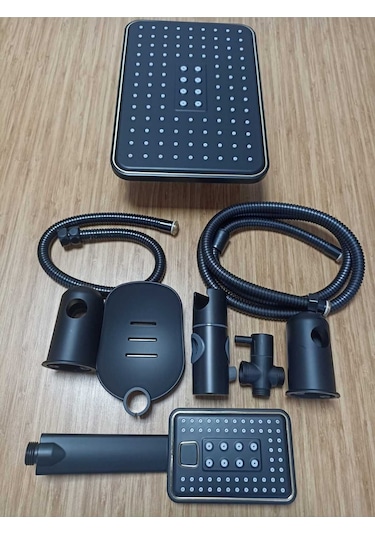 Sürgü 5 Li Robot Duş Seti Siyah Krom