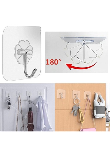 Buffer Güçlü Yapışkanlı Suya Dayanıklı Şeffaf Askı 5Li Set Şeffaf