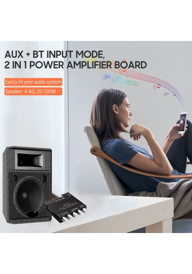 Ruicoo 2.1 Kanal Bt 5.0 Dijital Güç Amfi Modülü Dıy Seti - 50wx2 + 100w, Tekerlekli Tonalite Ayarı, Aux Girişi, 12-24v Dc Besleme