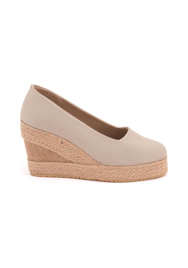 Bej Bej Platformlu Keten Dolgu Topuk Pl1000-1011
