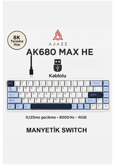 Ak680 Max Rapid Trigger Manyetik Switch Mekanik Kablolu Klavye Rgb 0.125 Ms Ultra Düşük Gecikme