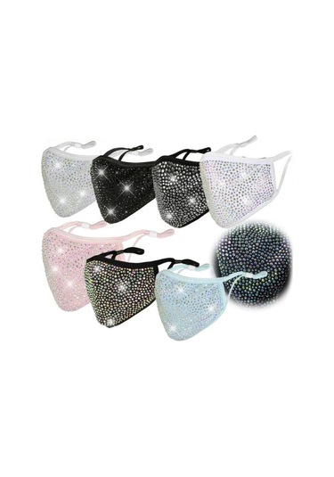 Fantezi Moda Yüz Maskesi Yeniden Kullanılabilir Payet Bling Glitter Rhinestones Filtreli