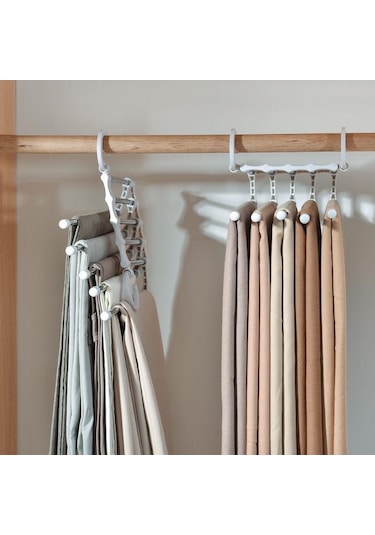 Siyah 5 In 1 Sihirli Pantolon Raf Dolap Depolama Organizatör Çok Katmanlı Pantolon Rafı Katlanır Elbise Askısı Dolap Depolama Organizasyonu Siyah