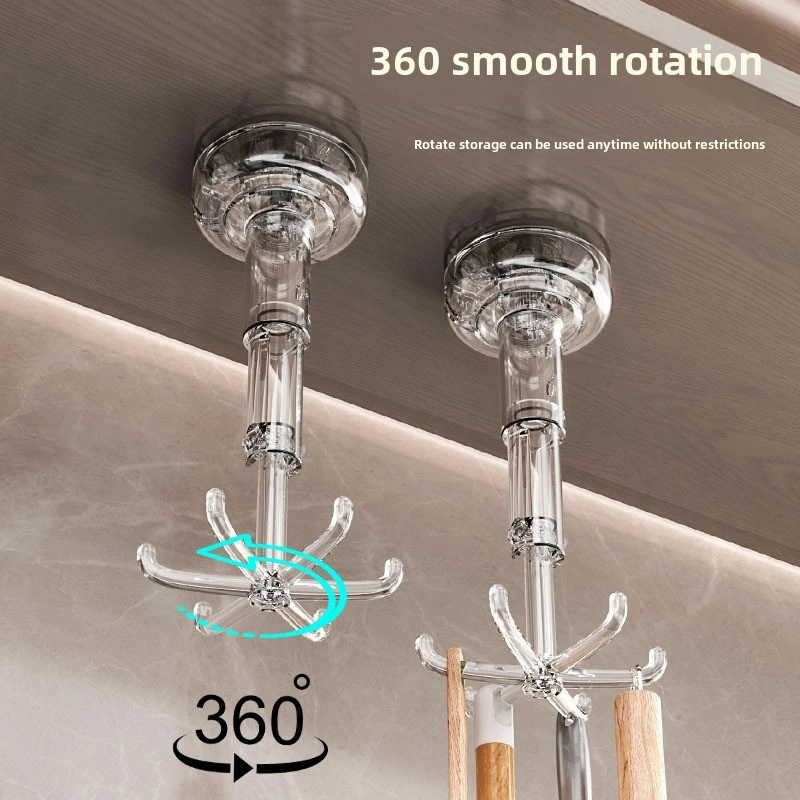 Monyee Banyo Sıvı Tutucu 6 Tırnaklı Döner Kanca - Delme Yok Duvar Takımı, Makyaj Aletleri Ve Aksesuarlar İçin Çok Fonksiyonlu Depolama Rafı Şeffaf Gri Diğer