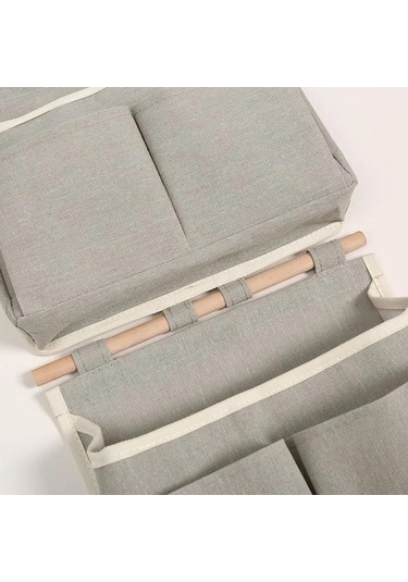 Youmex Beyaz Organik Kumaş Duvarlı Organizatör - Küçük Eşyalar İçin Hafif, Katlanabilir Dolap/odalar Depolama Çantası Gri