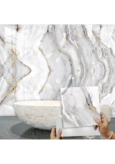10 Adet 10x10 Cm Gri Beyaz Mermer Fayans Etiket Mutfak Dolap Banyo Ev Dekor Kendinden Yapışkanlı Kristal Sert Film Sanat Duvar Çıkartmaları 14 Diğer