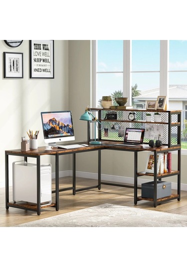 410c Tersine Çevrilebilir L Şeklinde Masa Ceviz